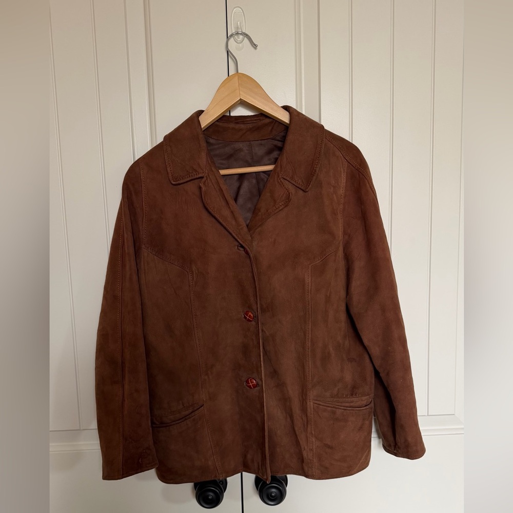 Classic Women's Brown Suede Leather Jacket